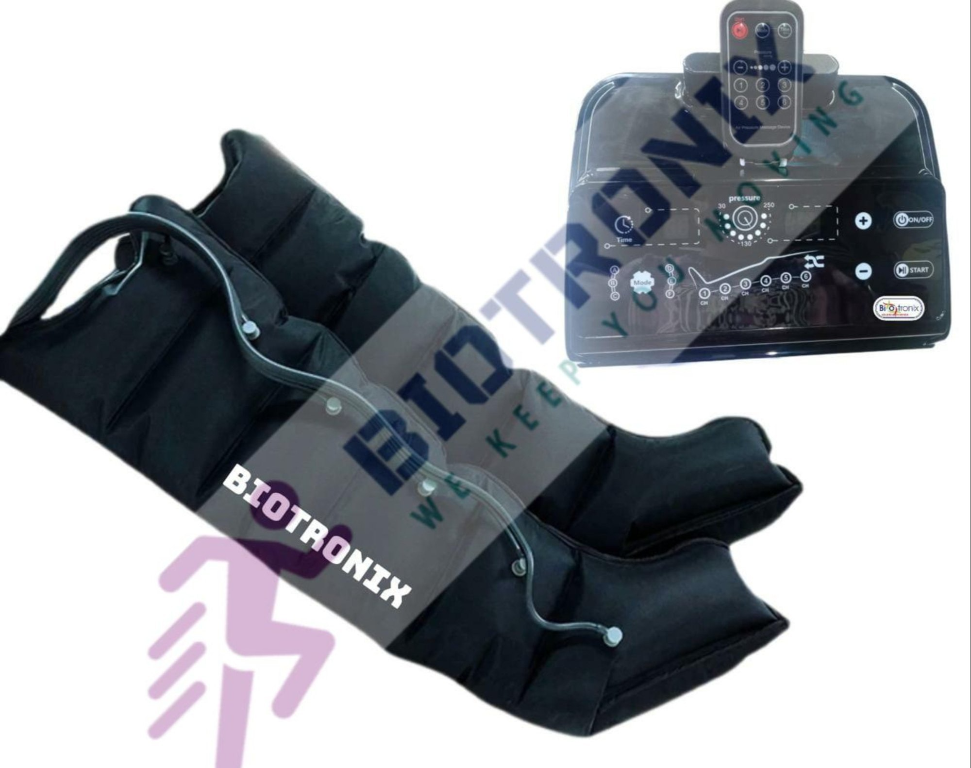 Dvt Machine - Portable Abs Plastic Lymphedema Compression Pump | Digital 6 Chamber System With Adjustable Pneumatic Therapy, Remote Control, And 6 Treatment Modes For Optimized Lymphatic Drainage