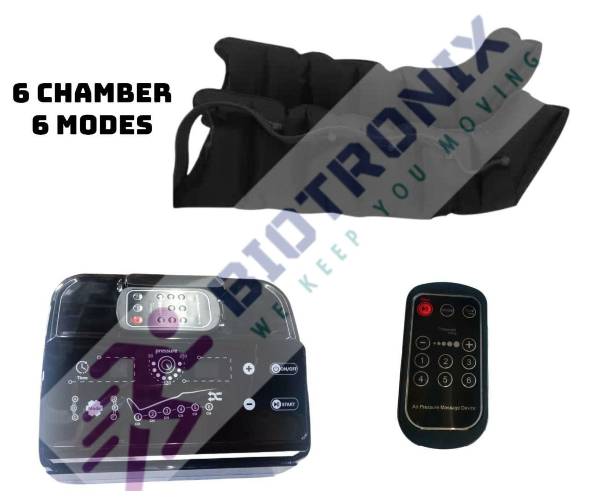 Dvt Machine Digital Air Compression Therapy Pump - Abs Plastic, Portable Design | 6 Chamber System With Adjustable Compression, Remote Control