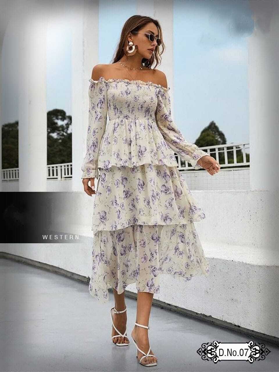 Long Western Rayon Gown - Color: As Per Image
