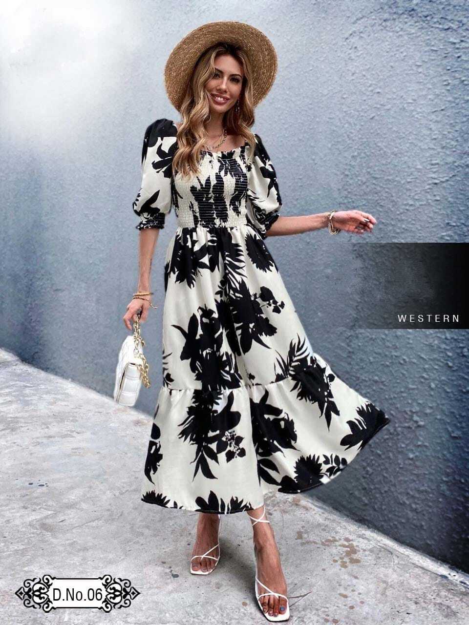 Long Western Rayon Gown - Color: As Per Image