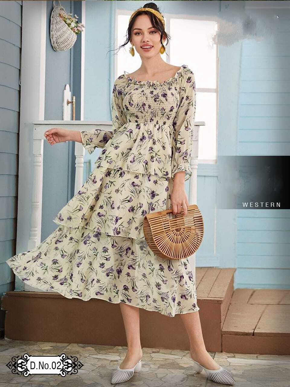 Long Western Rayon Gown - Color: As Per Image