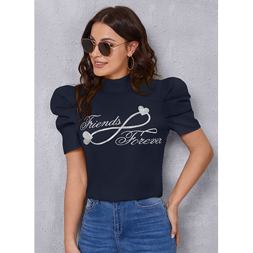 Ladies Designer Heart Print Cotton Top - M(36) & Xl(40) Sizes | Attractive 1/4 Sleeve, Limited Edition Fashion