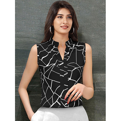 Ladies Half Sleeve Printed Tops - Ruby Blended Cotton, Sizes S(36), M(38), L(40), Xl(42), 2 Attractive Colors, Designer Neck & Front, Sleeveless Design