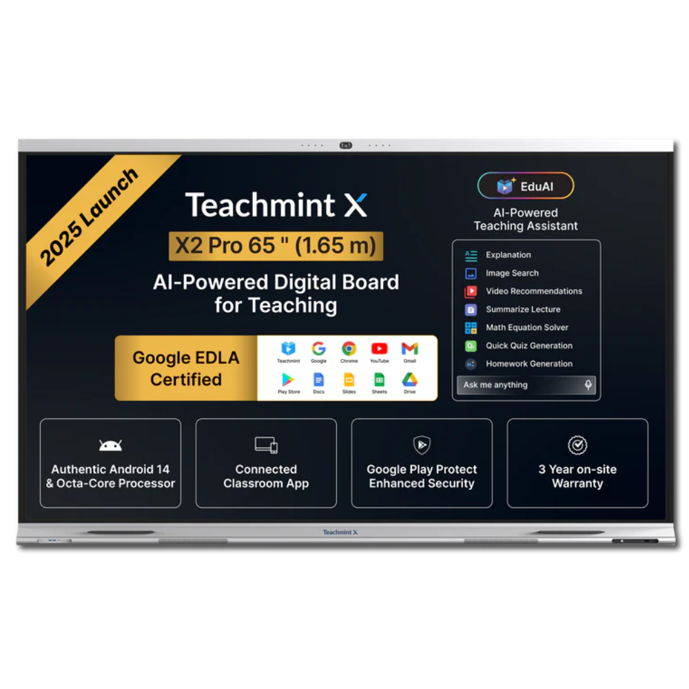 Teachmint X - प्रीमियम इंटरएक्टिव फ्लैट पैनल 65 इंच, X2 प्रो स्मार्ट डिजिटल बोर्ड