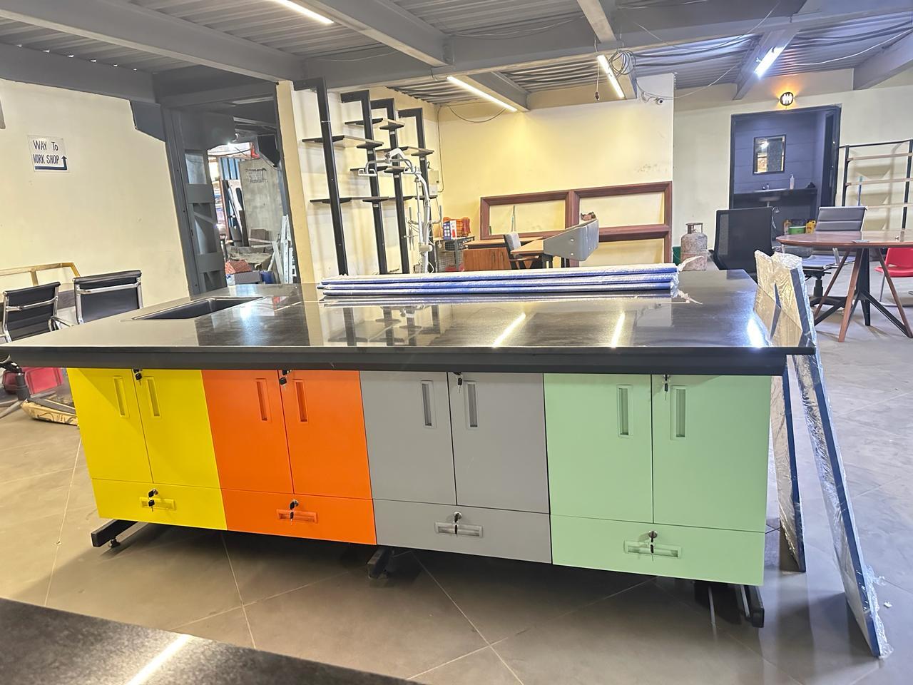 Metal Modular Laboratory Furniture - Durable Stainless Steel Design | Versatile Island Table For Enhanced Workspace Efficiency