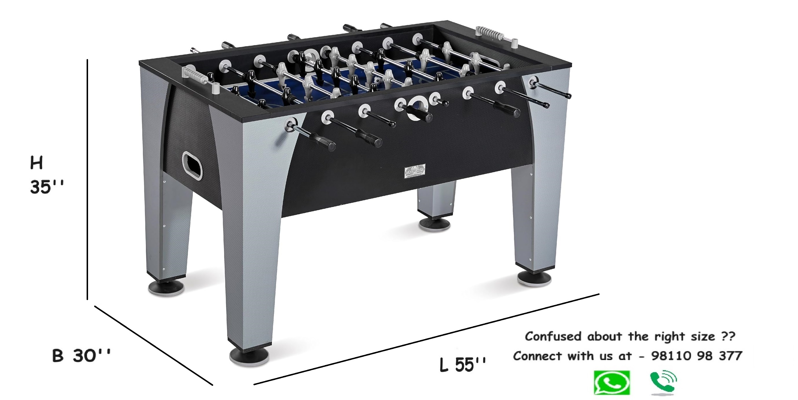Boot Boy Foosball Table - Engineered Wood, 55x30x35 Inch | Thick Side Rails, Steel Washers, Glass Holders, Designed For 2-4 Players, Diy Installation