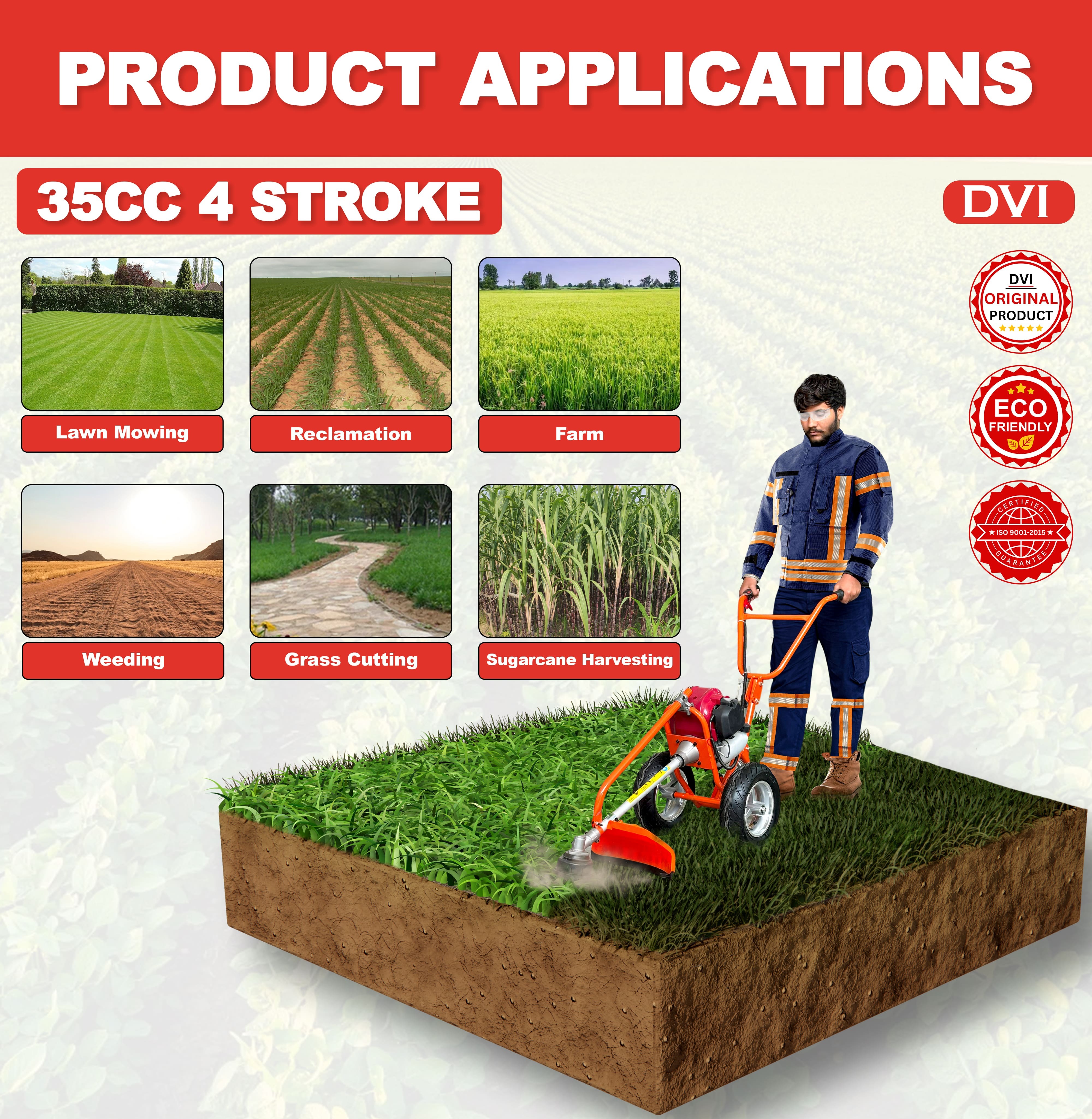 Trolley Brush Cutter 4 Stroke - Cultivator Type: Lawn Edgers