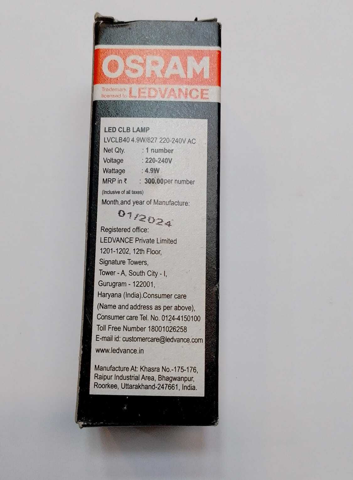 Osram Ledvance 4.9 Watt E14 Led Candle Lamp - Glass, Dimmable, Warm White 3000k , Pack Of 5