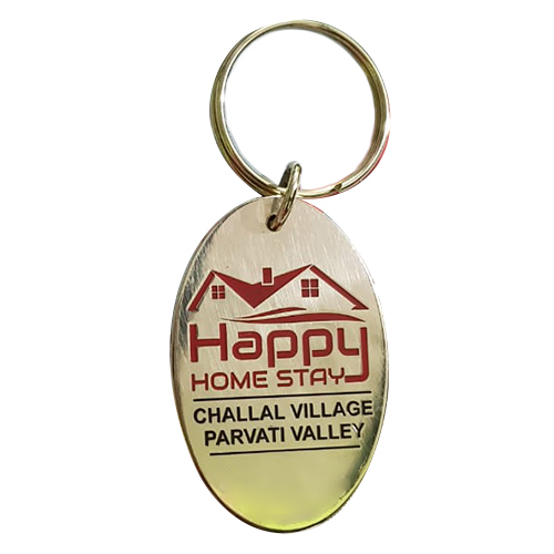 Home Brass Keychain - High-Quality Metal, Silver Plated Finish, Available in Various Colors - Intricate Modern Arts Design for Gift and Souvenir