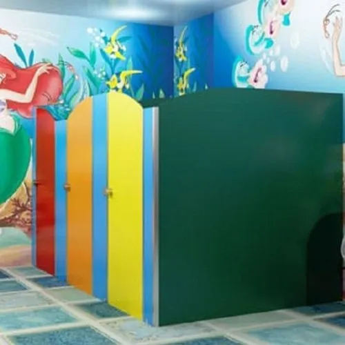 Kids Toilet Cubicle - HPL Material, 5 x 10 Feet Size, Rectangular Shape | Modular Design with 3 Compartments, Easy to Clean for Schools