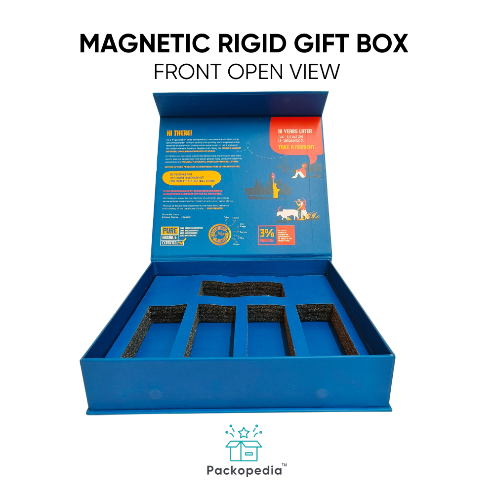 Magnetic Rigid Packaging Box - 7.5x5.5x2.5 Inch, Multicolour Paper Gift Box With Insert And Laminated Finish