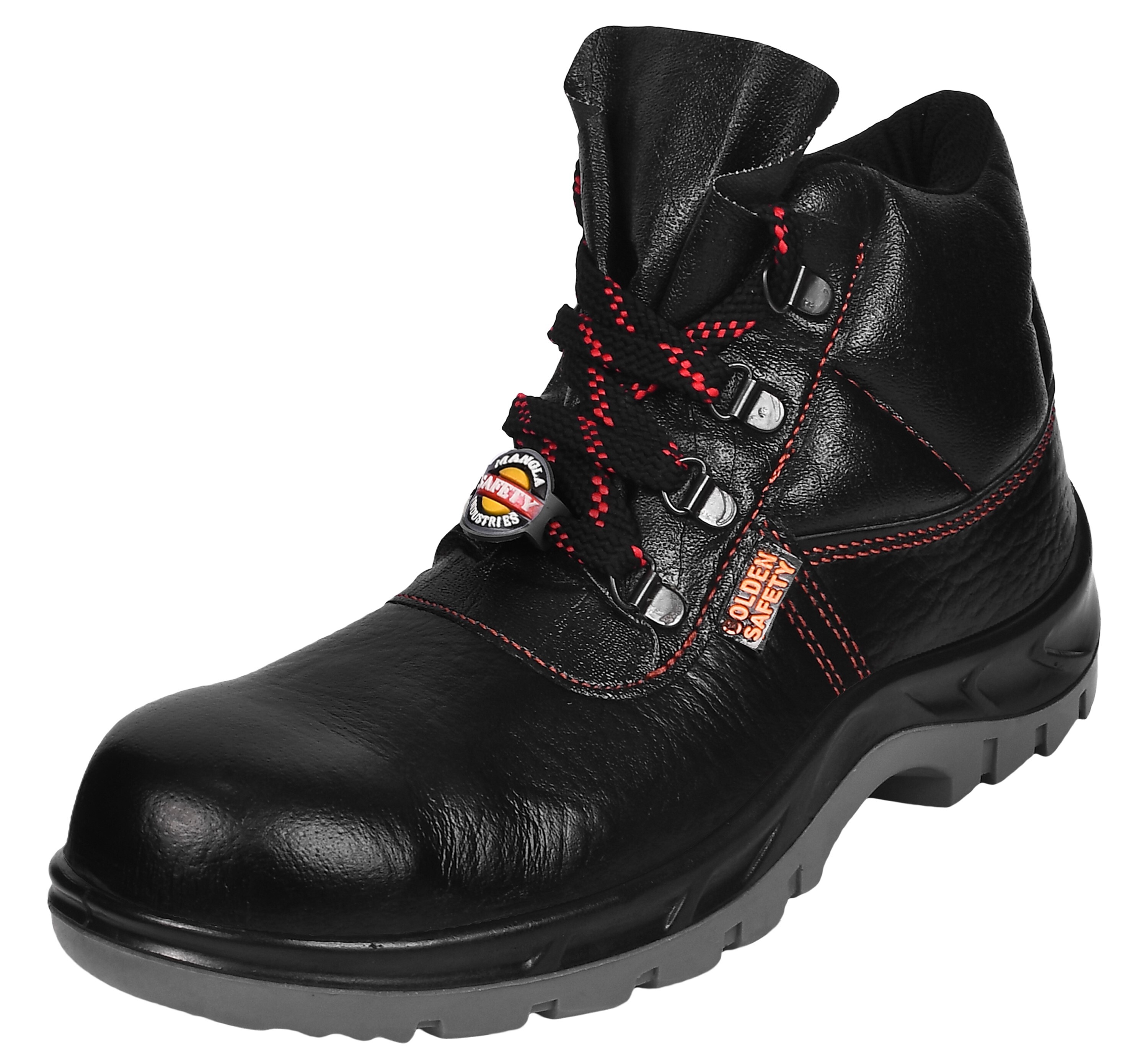 Mangla Golden Safety Shoes - Color: Full Black / Black-grey