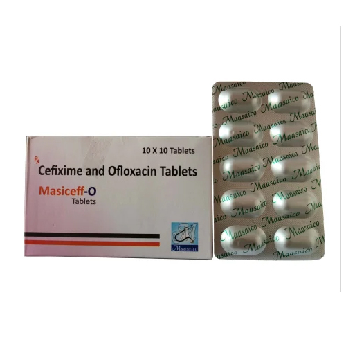 Cefixime and Ofloxacin Tablets - 10-12 Strips Per Box | General Medicines for Bacterial Infections in Adults, Dosage as Per Instructions, Store in Cool Place
