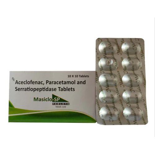 Aceclofenac Paracetamol And Serratiopeptidase Tablets - 10 - 12 Strips per Box | Pain Relief, Anti-Inflammatory, Mucus Reduction for Adults