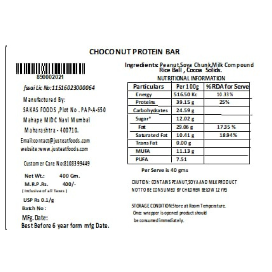 Choco Nut Protein Bar Room Temperature