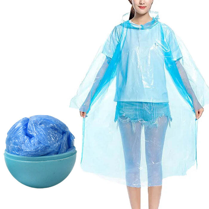 Disposable Raincoat For Kids With Hood And Attachable Round Case