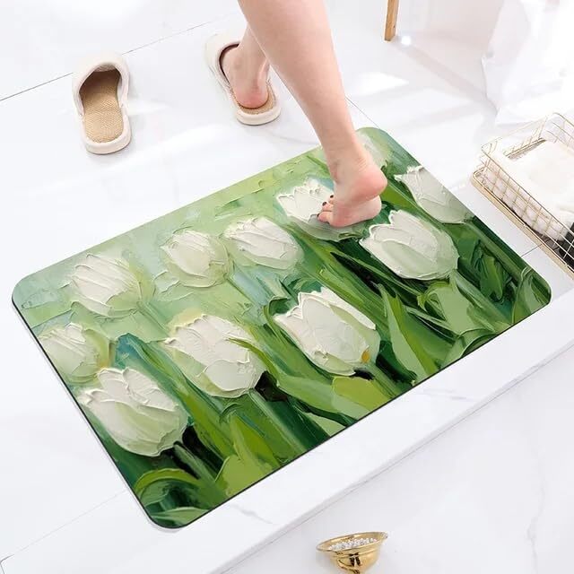 3d Printed Nylon Door Mat - 37x56 Cm, Multicolor Modern Design | Soft, Washable, Anti-slip With Efficient Moisture Absorption