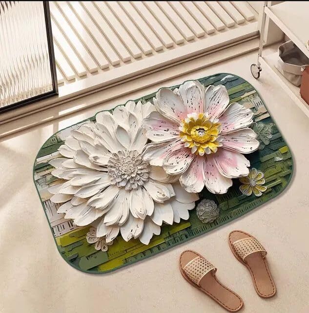 3d Printed Nylon Door Mat - 37x56 Cm, Multicolor Modern Design | Soft, Washable, Anti-slip With Efficient Moisture Absorption