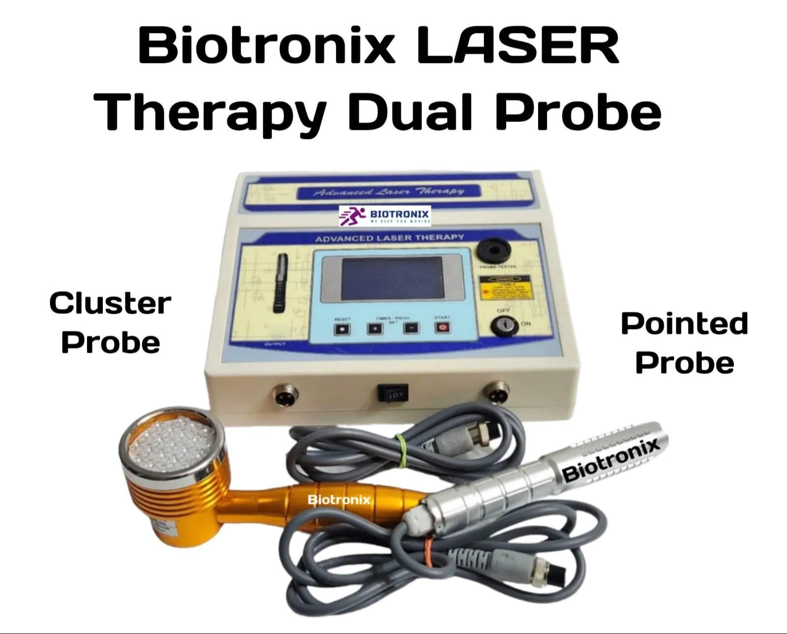 Pain Relief Physiotherapy Laser Device Digital Lcd Based Dual Probe 750mw 910nm
