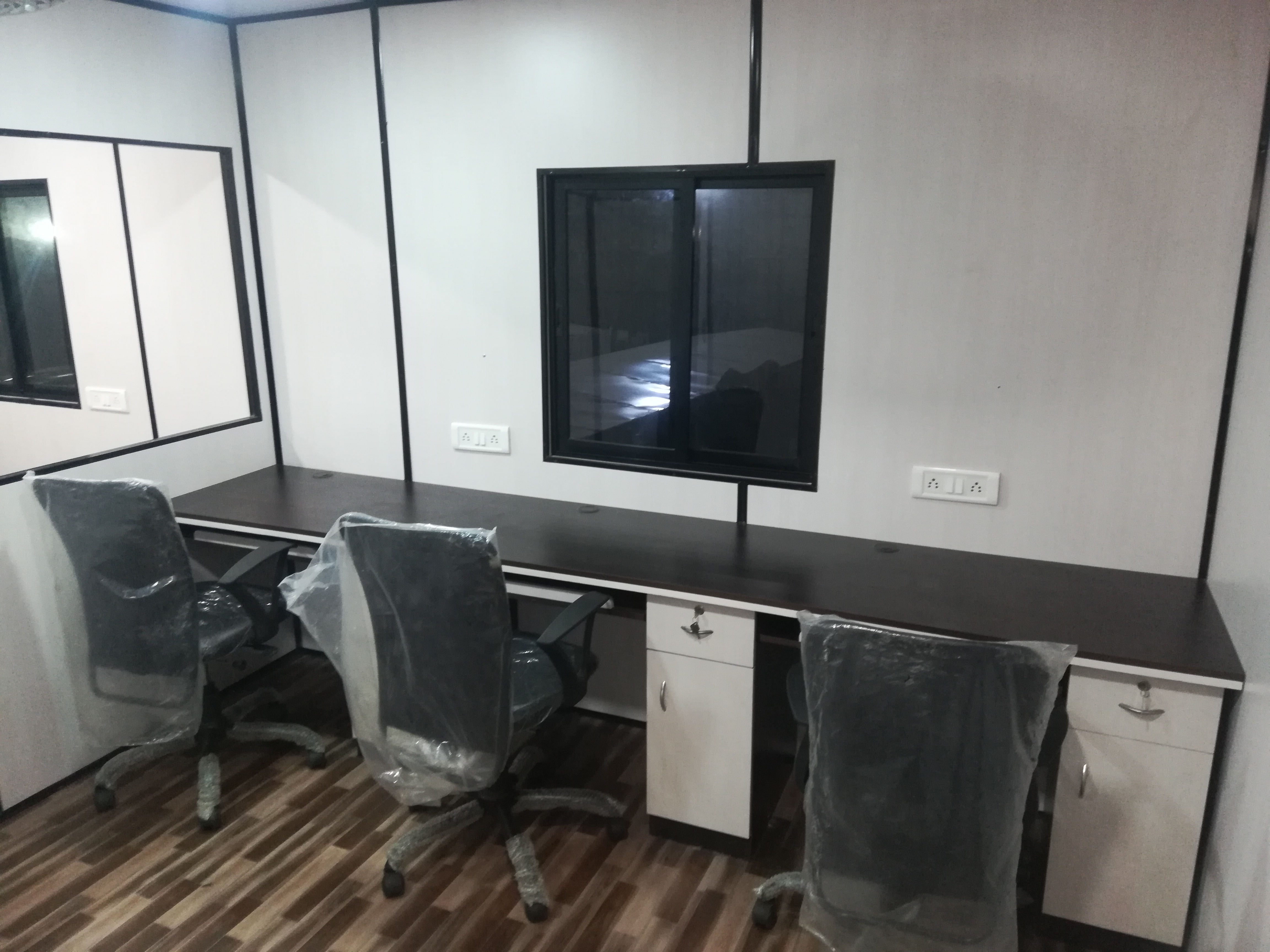 Industrial Portable Cabins - High-quality Container Steel, Customizable Color Options, High Wind Resistant Pvc Sliding Windows, Sturdy Pvc Doors | Ideal For Temporary Offices, Storage, And Remote Living Quarters