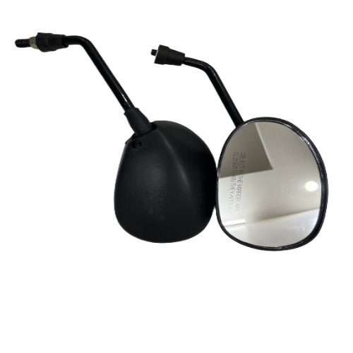 Rear View Mirror - Glass Material, Designed For 2 Wheeler & E-rickshaw, Black Color, Includes 2 Pcs In 1 Box