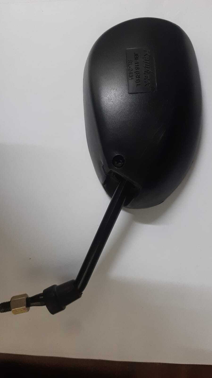Rear View Mirror - Glass Material, Designed For 2 Wheeler & E-rickshaw, Black Color, Includes 2 Pcs In 1 Box