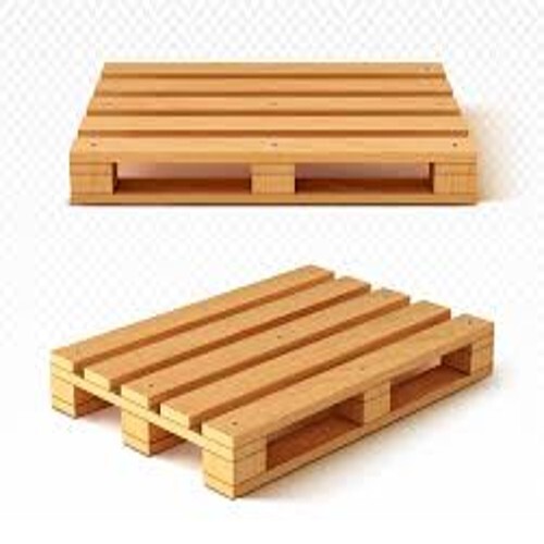 Wooden Pallets - Wood Material, Brown Color | 2-Way Forklift Entry, 4-Way Access, Sustainable Design, Metal Reinforcements