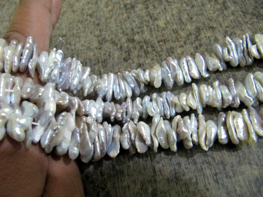 Natural Grey Pearl Freeshape Nugget 13 To 20mm Beads Strand 8 Inches