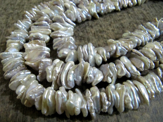 Natural Grey Pearl Freeshape Nugget 13 To 20mm Beads Strand 8 Inches