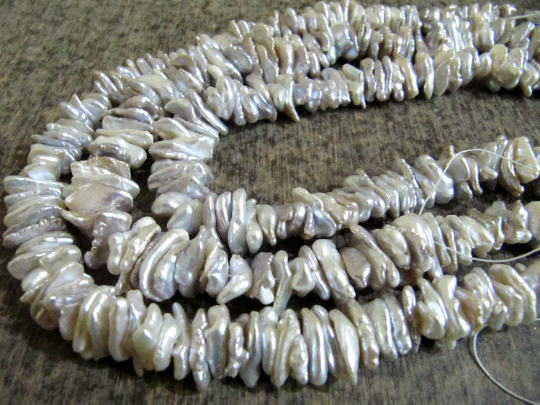 Natural Grey Pearl Freeshape Nugget 13 To 20mm Beads Strand 8 Inches