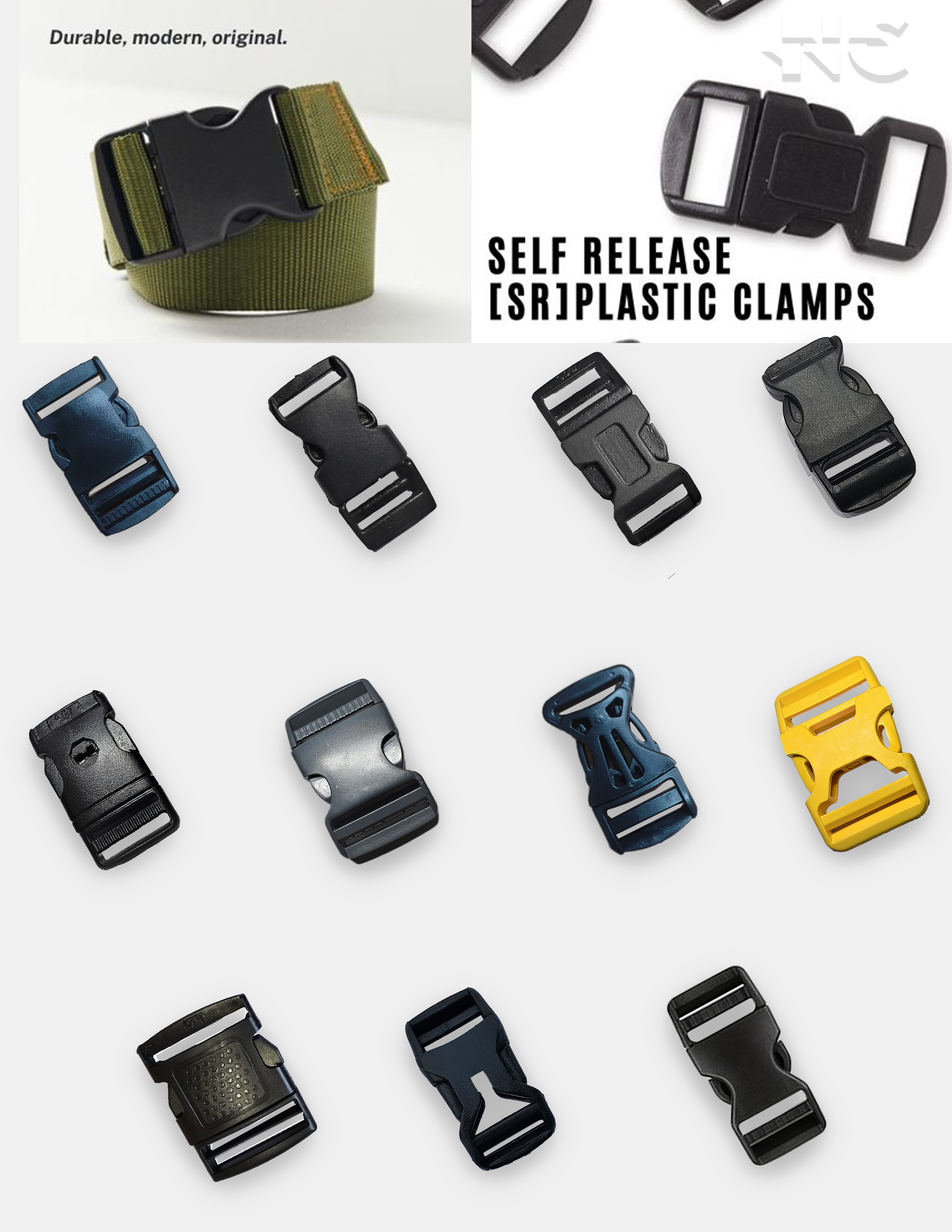 Plastic Buckles - Black, Sizes 3, 5, 8, 10 | Durable Plastic Material, Versatile Usage