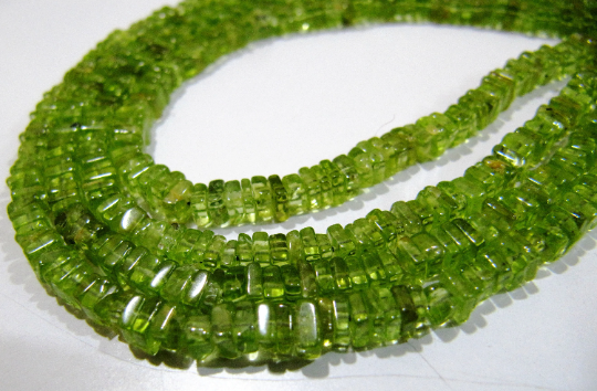 Natural Peridot Beautiful Heishi Cut 3-4mm Beads Strand 14-15 Inches Long - Beads Colour: Green