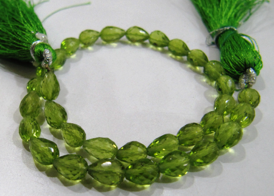Natural Peridot Teardrop Shape Faceted 4x6mm To 5x7mm Beads Strand 9''long - Beads Colour: Green