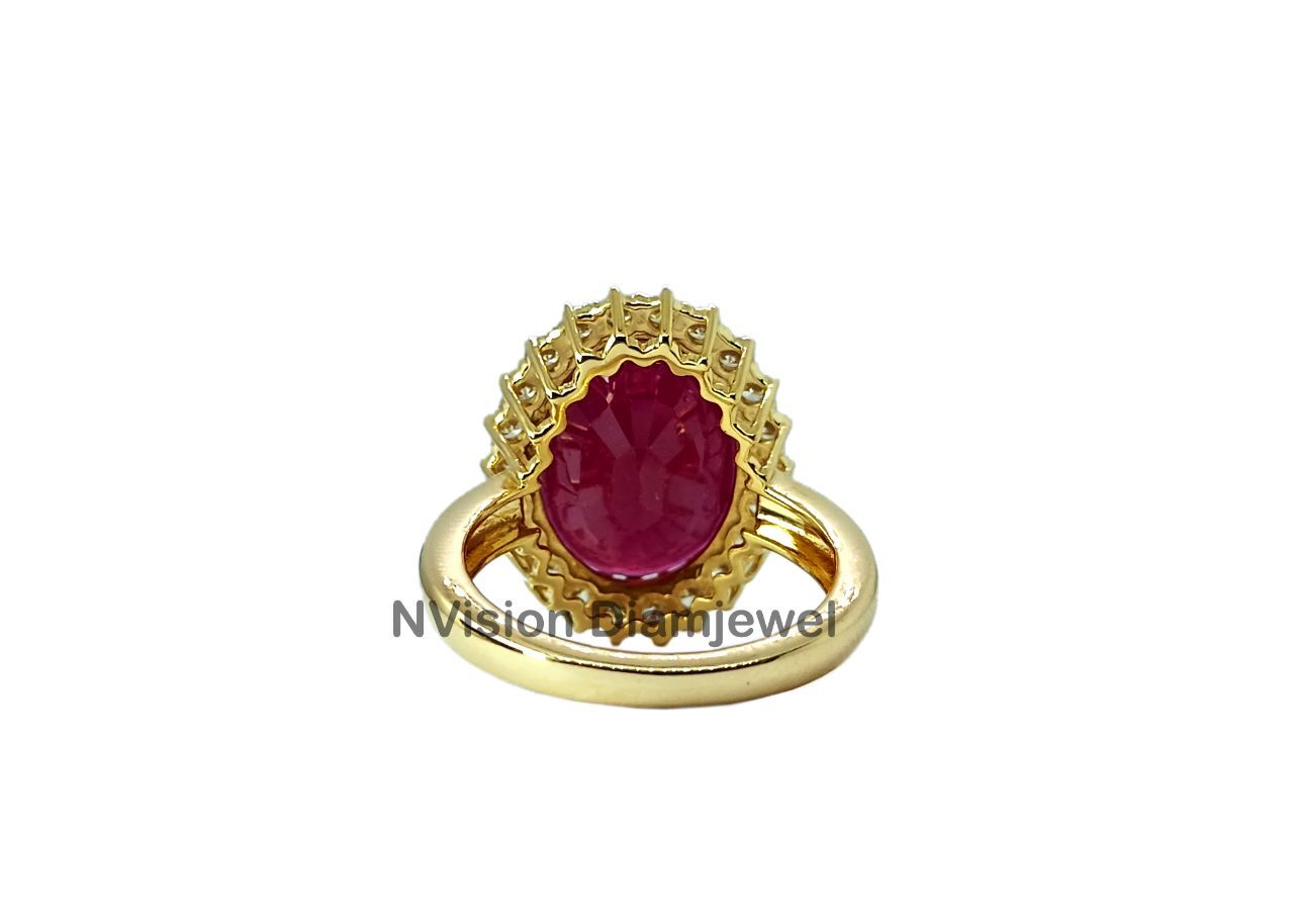Burmese Ruby And Natural Diamond Ring.