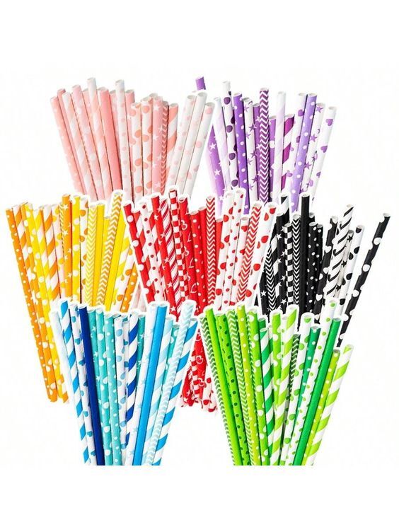 Coloured Paper Straw - Food Grade Paper, 6mm-10mm Diameter, Multi Colour | 100% Eco Friendly & Bio Degradable For Beverages