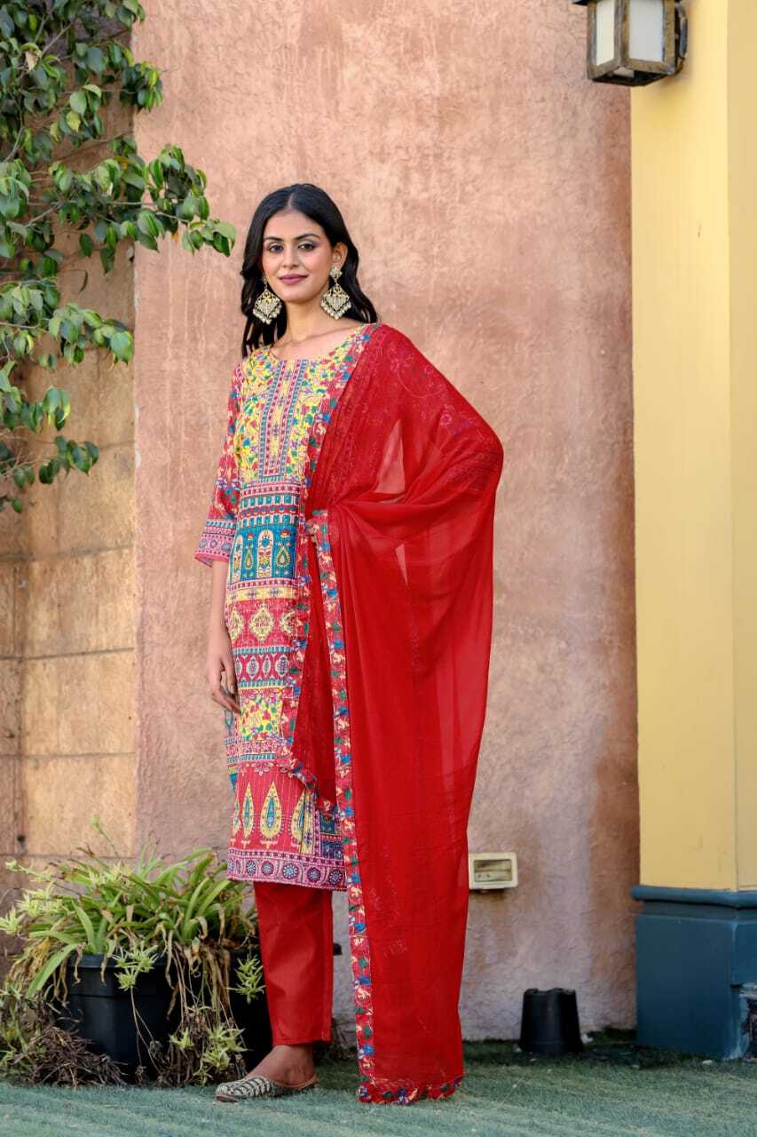 Jaipuri Kurta Set - Color: As Per Image