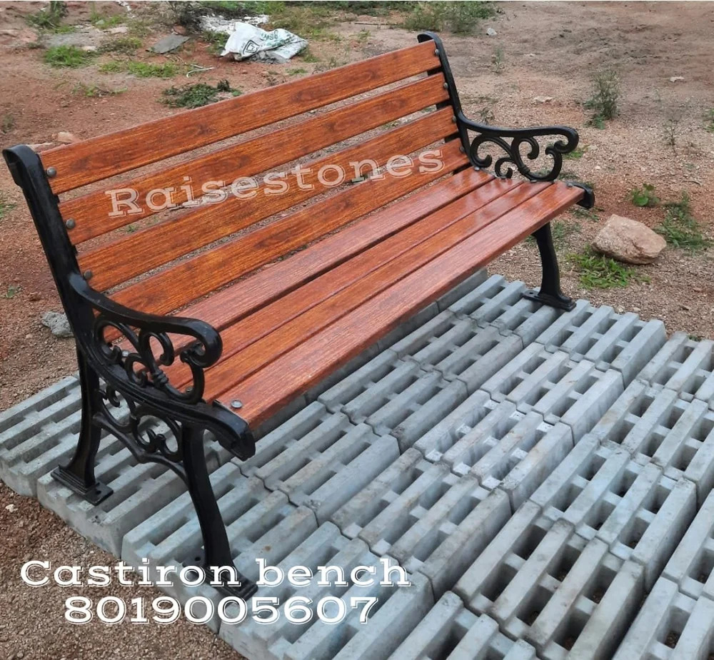 3 Seater Cast Iron Park Bench - Color: Grey