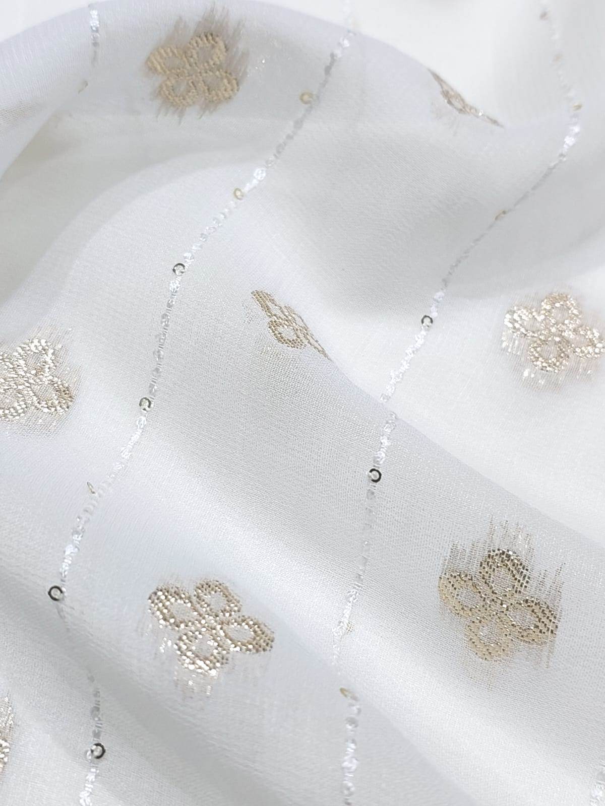 Jacquard Dress Material Fabric - 44 Inch Width, Blend Of Soft & Comfortable Fabrics, Available In Brown, Golden, Green, Red, Silver, Yellow, Multicolor Patterns