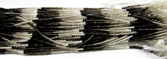 Natural Smoky Quartz Shaded Rondelle Faceted 2mm Beads Strand 13 Inch Long - Beads Colour: Grey