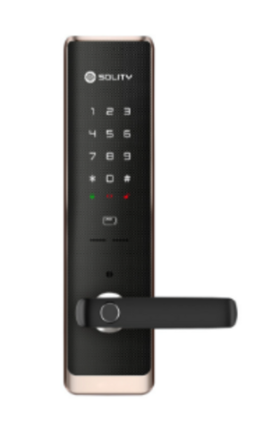 Solity Premium Mortise Lock GM-7000BK - DC 6V, 80x329x28mm Front Body, 83x329x30mm Back Body | Fingerprint, RFID, PIN Authentication, LED Status Display