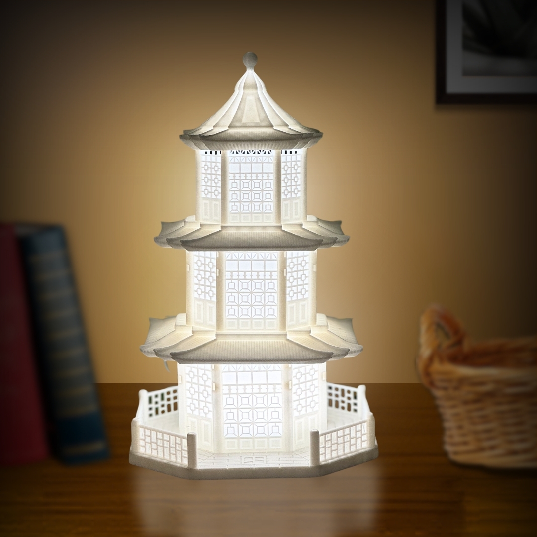 Chinese Temple Led Night Lamp With Usb Cord - Color: Warm White