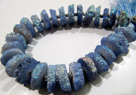 Tanzanite Color Solar Quartz Beads 10 To 13mm Beads Strand 8 Inches Long