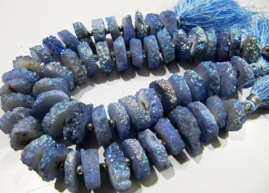 Tanzanite Color Solar Quartz Beads 10 To 13mm Beads Strand 8 Inches Long