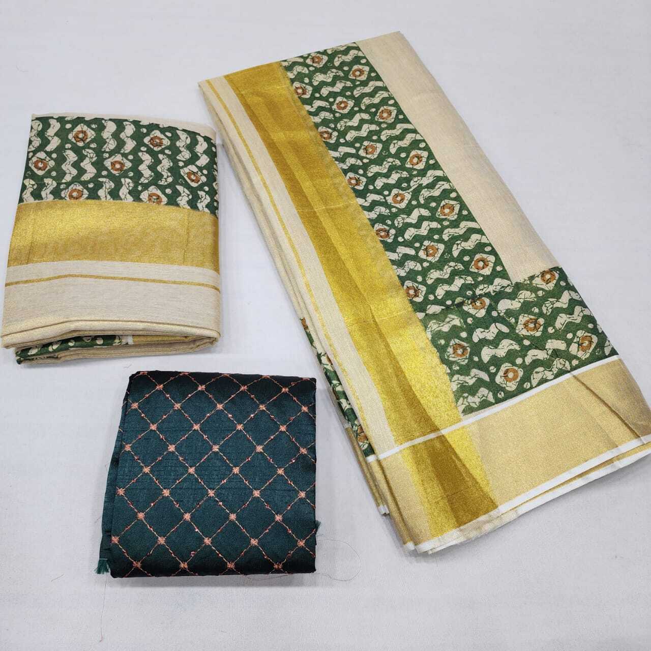 Kerela Set Mundu - Color: Multi Colours