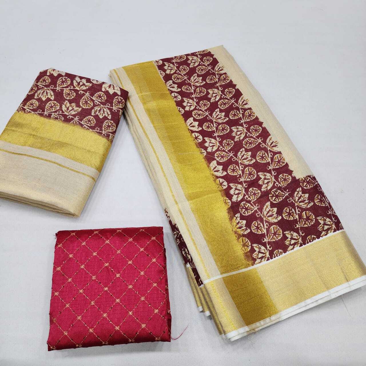 Kerela Set Mundu - Color: Multi Colours
