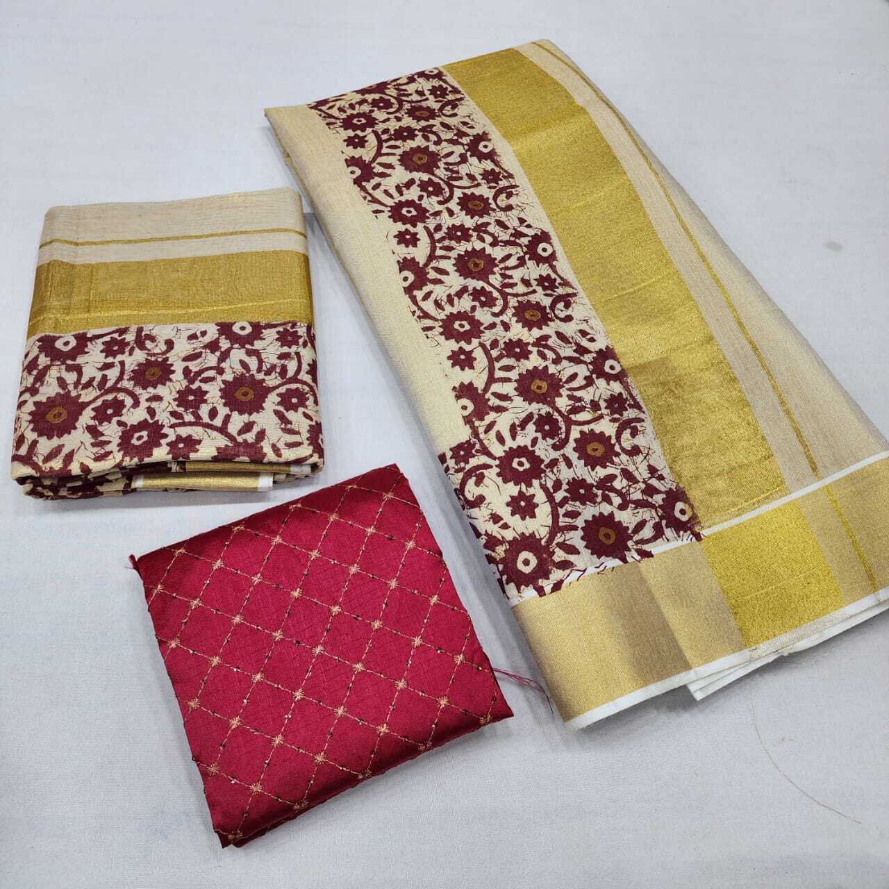 Kerela Set Mundu - Color: Multi Colours