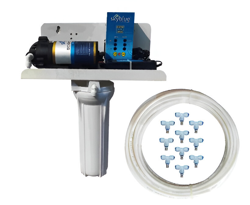 Fogger Kit Of 10 Brass Nozzles With Timer, Filter And Other Accessories - Brass Material, Electric Operated, 5 Kg Weight | Ideal For Patio Misting, Backyard Cooling, Greenhouse Anwendungen