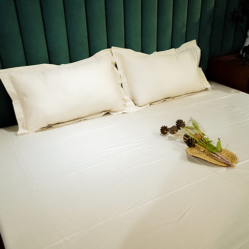 Solid Beige Bliss Bedsheet - 100% Cotton, Full Size, Plain Dyed, Washable, Non-woven Technics, Elegant Design For Ultimate Comfort And Luxury