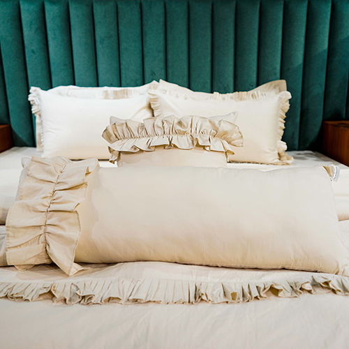 Ruffled Duvet Cover - 100% Cotton, Full Size | Washable, Non-woven Technics, Elegant Plain Style