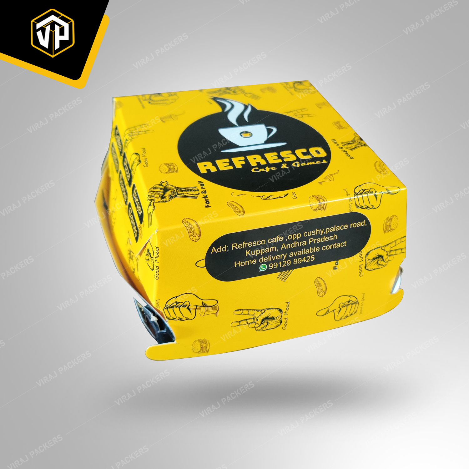 Custom Printed Biryani Packaging Box - Eco-friendly Paper, Customized Size, Uv Offset Printing | Secure Closure, Ventilation Holes, Glossy Lamination